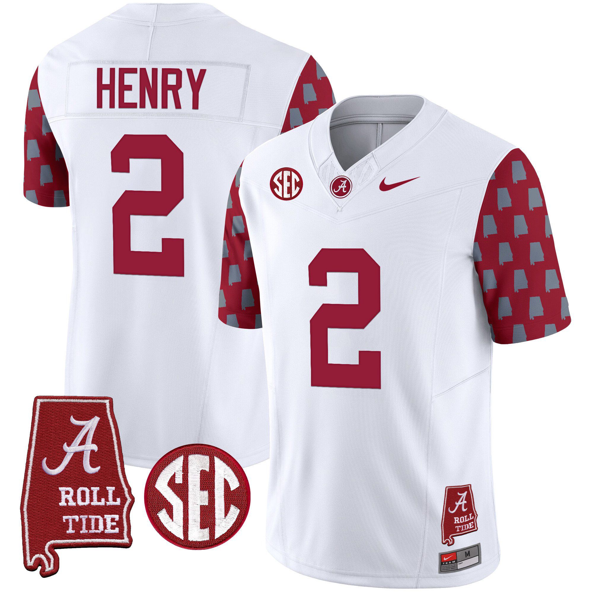 Men Alabama Crimson Tide #2 Henry White Vapor Limited 2024 Nike NCAA Jersey style 1